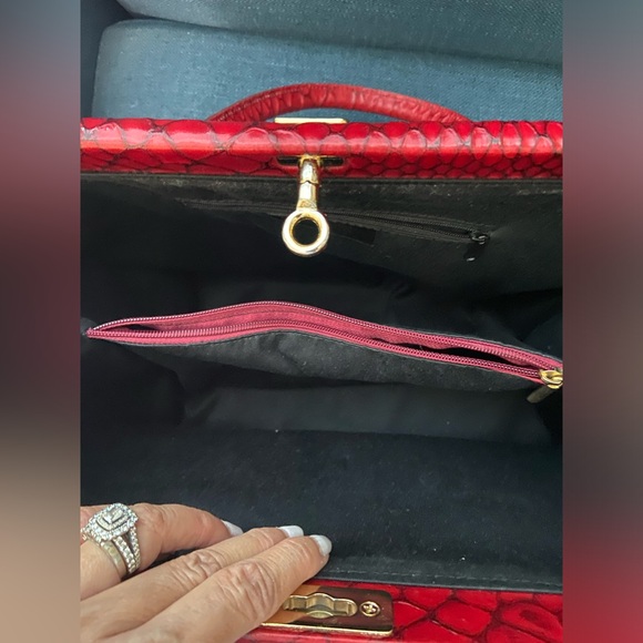 Vintage Pelle Di Giada Made in Italy, animal Print Gray & Red Leather Handbag - Picture 13 of 16